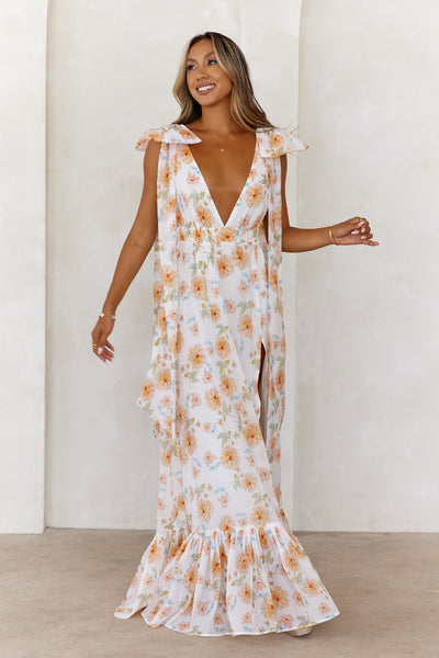 Beauty Of Springtime Maxi Dress White