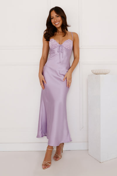 Piece Of Perfection Satin Maxi Dress Lilac