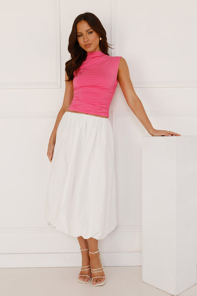 Get The Look Bubble Midi Skirt White