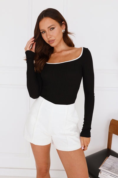 Frozen Daydream Ribbed Long Sleeve Top Black