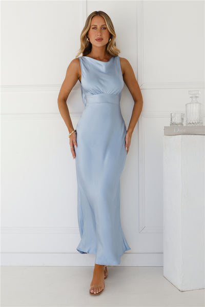 Rosalie Satin Maxi Dress Blue