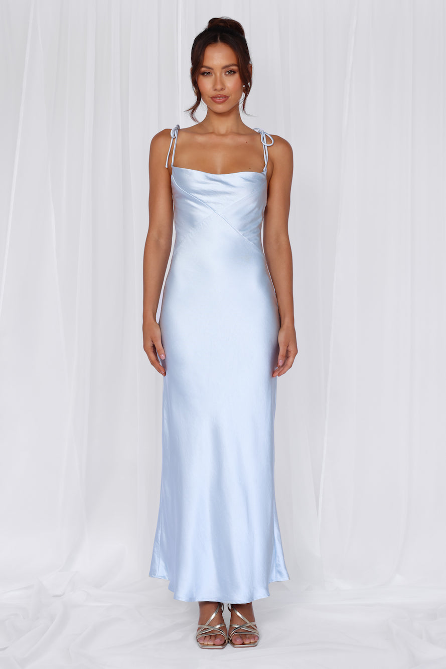 HELLO MOLLY The Penelope Cowl Satin Maxi Dress Blue | Hello Molly