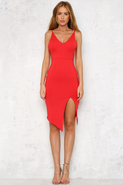 Glamour Queen Midi Dress Red