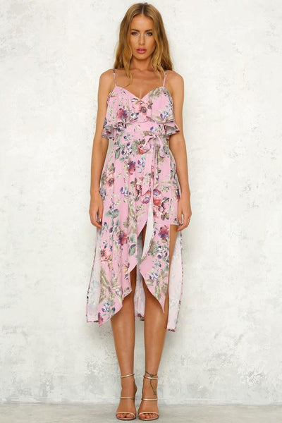 County Lines Midi Dress Blush Floral | Hello Molly USA