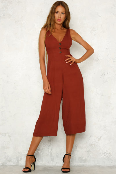 Begging You To Stay Jumpsuit Rust