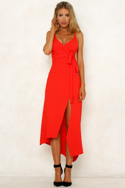 Kisses On The Forehead Midi Dress Red