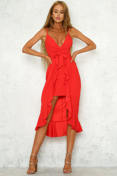 Hollywood And Vine Midi Dress Red