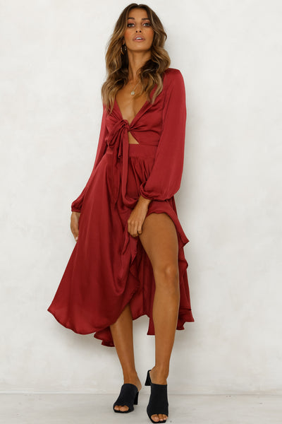 Nothing Without You Midi Dress Wine