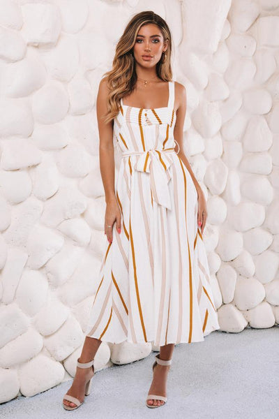 Meet Me In The Middle Midi Dress Mustard | Hello Molly USA
