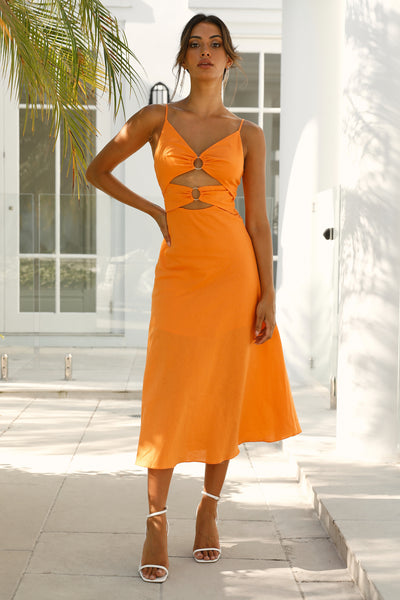 Sweet Summer Breeze Midi Dress Orange
