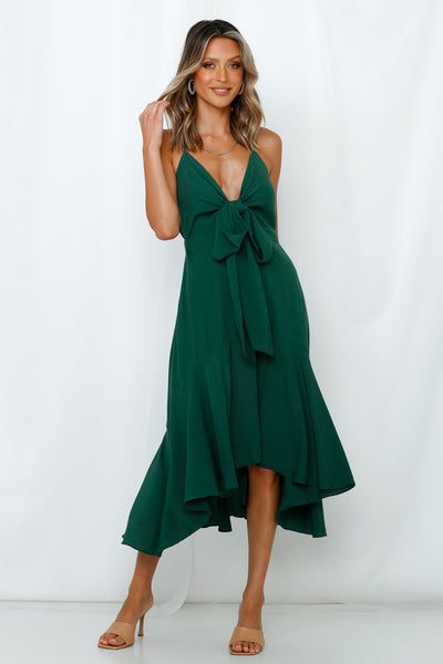 Time For Some Wine Midi Dress Emerald