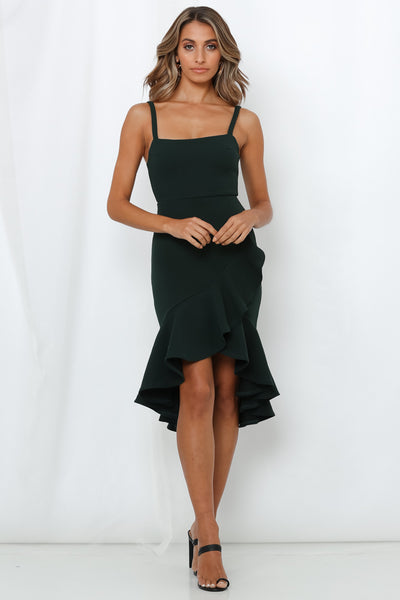 Hard To Be Cool Midi Dress Forest Green
