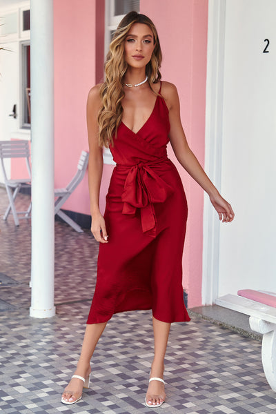 See Right Through You Midi Dress Red